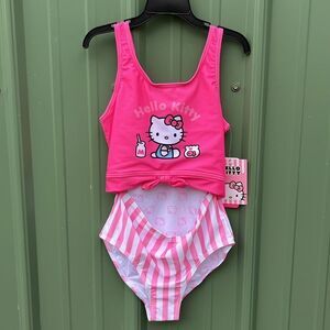 Hello Kitty Sanrio One-Piece Swimsuit  Bathing Suit with UPF 50+, Size M 7/8